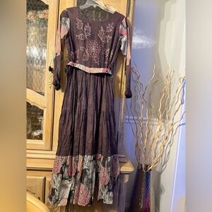 Cotton Floral Embroidered Long Sleeve Dress